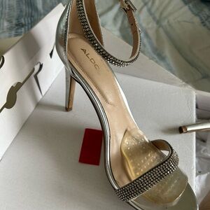 ALDO Silver Embellished Heeled Sandals
